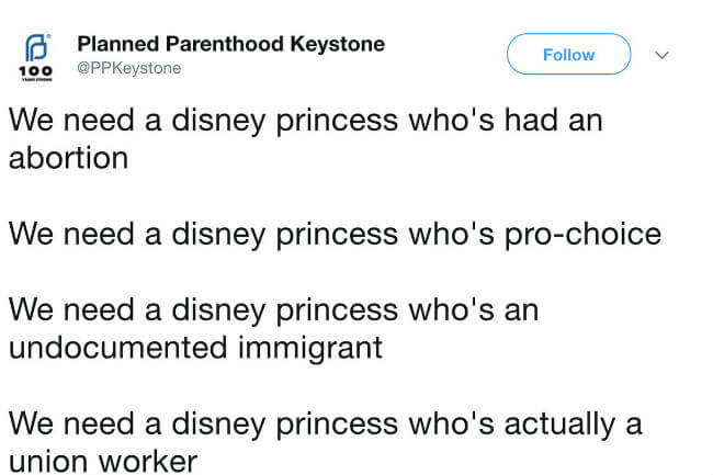 planned parenthood disney princess tweet