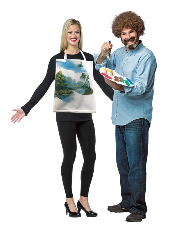 last minute couple costumes - Boss Ross painting canvas couple costume