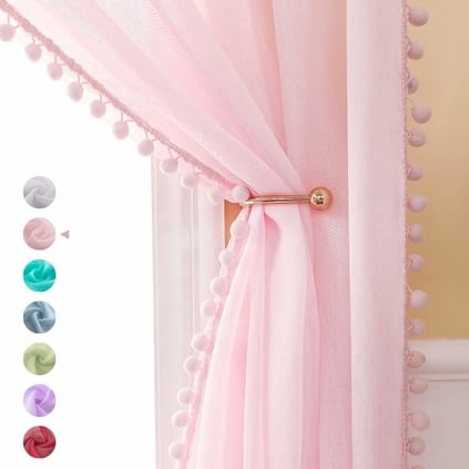 baby girl nursery pom pom curtains
