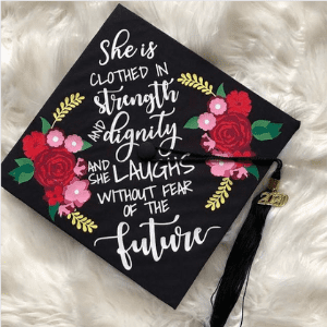 christian graduation cap ideas proverbs 31:25